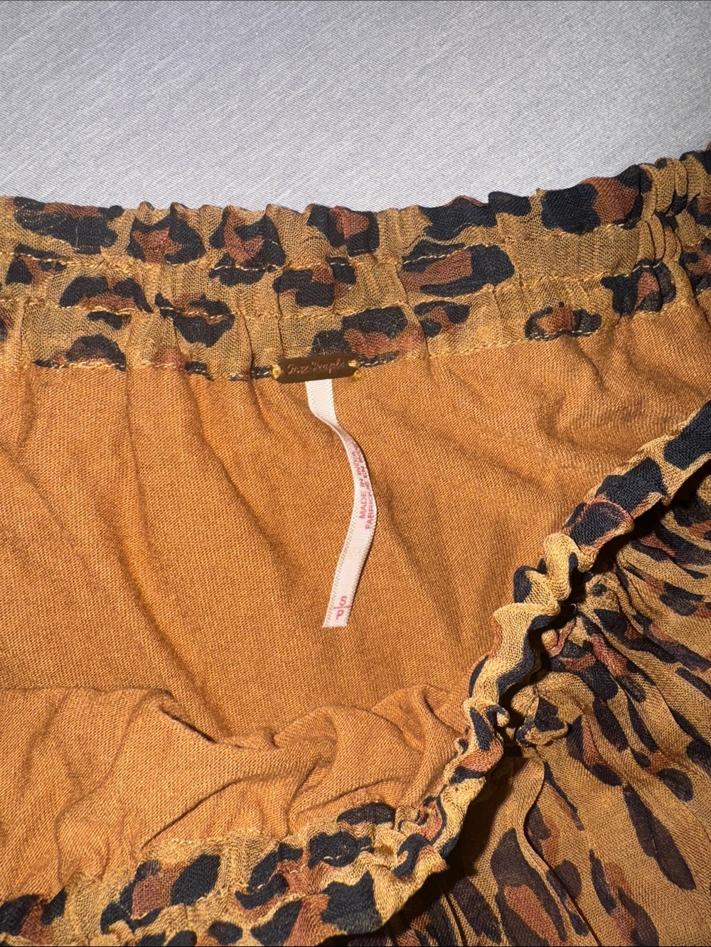 Free People Rust Circle Skirt with Leopard Trim